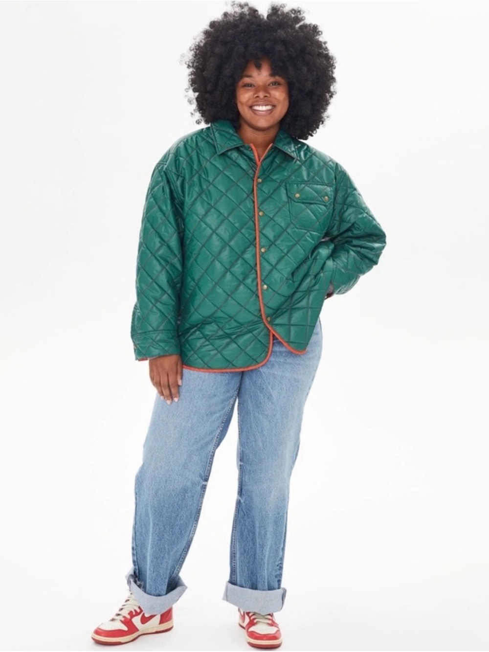 Clare V reversible quilted puffer coat. Olive green and pink. EUC